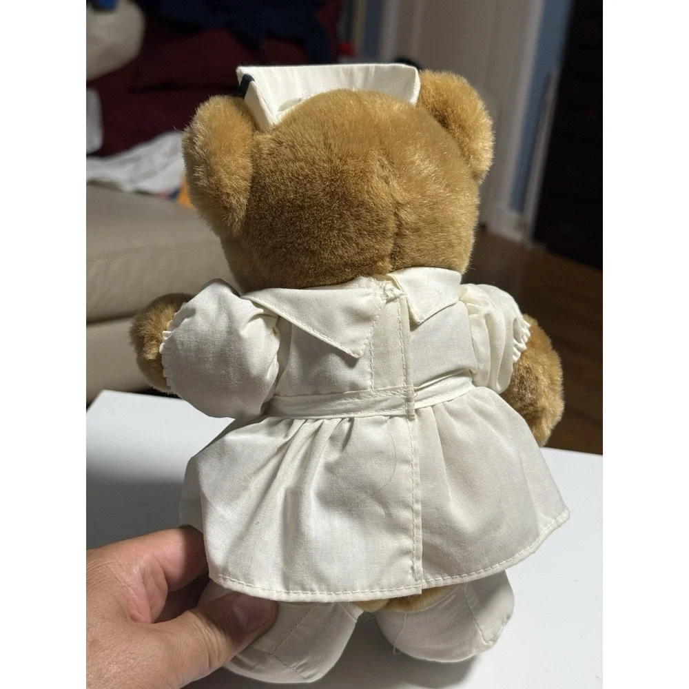 Vintage Jerry Elsner Pets Nurse Bear Plush Stuffed Animal White Dress Hat
